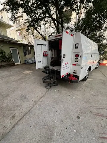 Magnet Plumbing service vehicle on-site for Slab Leak Repair in Residence Park